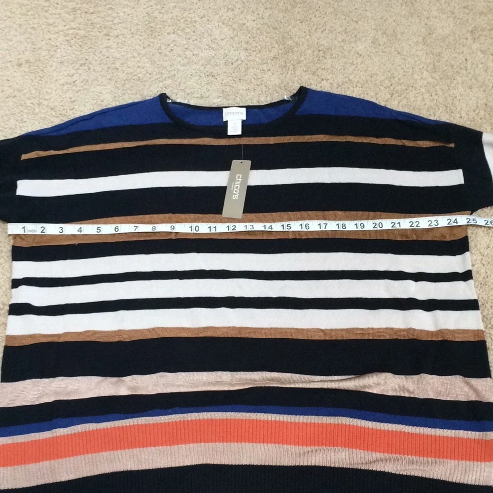 New! Chico’s SZ 2, Connie striped pullover sweater - Picture 8 of 9